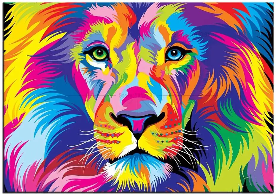 5D DIY Diamond Painting Color Lion Animal Diamond Painting Cross Stitch Colored Owl &Balloons ...